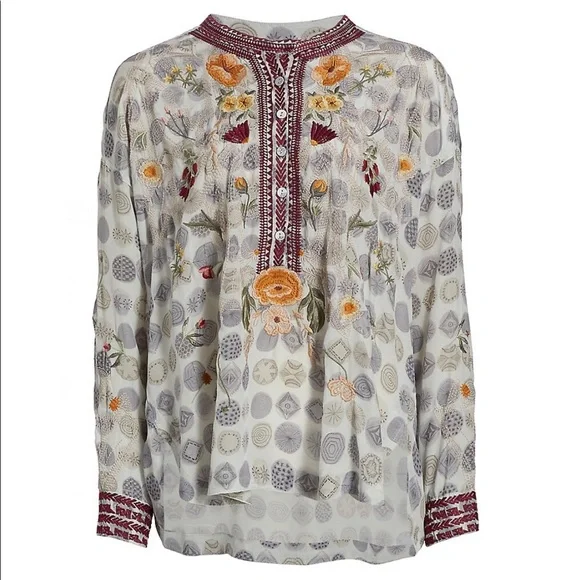 SOLD*** $315 NWT Sz 3X Jessabella Johnny Was 100% Silk Embroidered Blouse - Picture 5 of 16